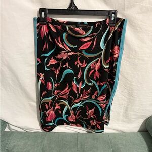 Floral Black and Pink Women's Swim Skirt